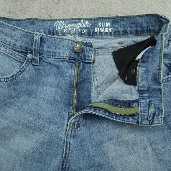 Wrangler Retro Jeans Mens Fits 30x32 (No Tag) Blue Slim Straight Stretch Denim - Picture 4 of 16